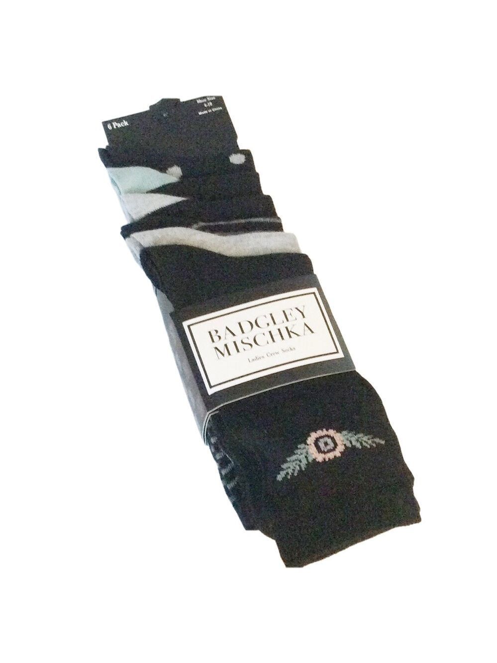 Badgley Mischka Ladies Crew Socks 6 Pairs 4 - 10